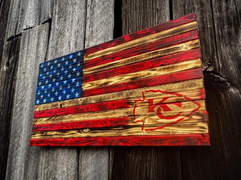 Kansas City Chiefs Distressed American Flag