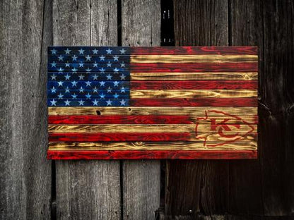 Kansas City Chiefs Distressed American Flag